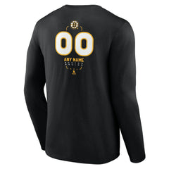 Boston Bruins Personalized Name & Number Midfielder Long Sleeve T-Shirt - Black | NHL on sale