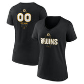 Boston Bruins Women's Personalized Name & Number Midfielder V-Neck T-Shirt - Black | NHL Clearance