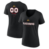 Chicago Blackhawks Women's Personalized Name & Number Midfielder V-Neck T-Shirt - Black | NHL on sale
