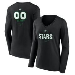 Dallas Stars Women's Personalized Name & Number Midfielder Long Sleeve V-Neck T-Shirt - Black | NHL Clearance