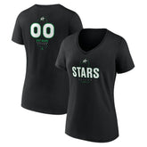 Dallas Stars Women's Personalized Name & Number Midfielder V-Neck T-Shirt - Black | NHL Clearance