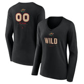 Minnesota Wild Women's Personalized Name & Number Midfielder Long Sleeve V-Neck T-Shirt - Black | NHL online
