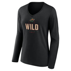 Minnesota Wild Women's Personalized Name & Number Midfielder Long Sleeve V-Neck T-Shirt - Black | NHL online