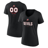 New Jersey Devils Women's Personalized Name & Number Midfielder V-Neck T-Shirt - Black | NHL on sale