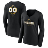 Pittsburgh Penguins Women's Personalized Name & Number Midfielder Long Sleeve V-Neck T-Shirt - Black | NHL on sale