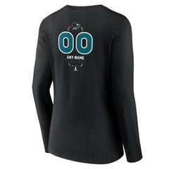San Jose Sharks Women's Personalized Name & Number Midfielder Long Sleeve V-Neck T-Shirt - Black | NHL sale