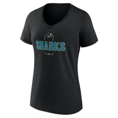 San Jose Sharks Women's Personalized Name & Number Midfielder V-Neck T-Shirt - Black | NHL Clearance
