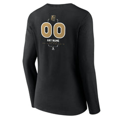 Vegas Golden Knights Women's Personalized Name & Number Midfielder Long Sleeve V-Neck T-Shirt - Black | NHL Lifestyle