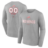 Detroit Red Wings Personalized Name & Number Midfielder Long Sleeve T-Shirt - Gray | NHL discount