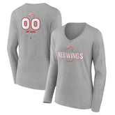 Detroit Red Wings Women's Personalized Name & Number Midfielder Long Sleeve V-Neck T-Shirt - Gray | NHL discount