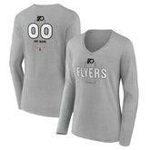 Philadelphia Flyers Women's Personalized Name & Number Midfielder Long Sleeve V-Neck T-Shirt - Gray | NHL sale