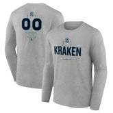 Seattle Kraken Personalized Name & Number Midfielder Long Sleeve T-Shirt - Gray | NHL on sale