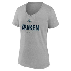 Seattle Kraken Women's Personalized Name & Number Midfielder V-Neck T-Shirt - Gray | NHL Lifestyle