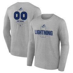 Tampa Bay Lightning Personalized Name & Number Midfielder Long Sleeve T-Shirt - Gray | NHL near me