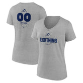 Tampa Bay Lightning Women's Personalized Name & Number Midfielder V-Neck T-Shirt - Gray | NHL Clearance