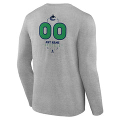 Vancouver Canucks Personalized Name & Number Midfielder Long Sleeve T-Shirt - Gray | NHL Clearance