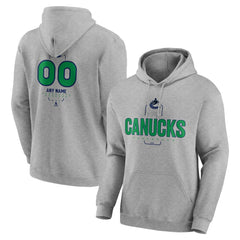 Vancouver Canucks Personalized Name & Number Midfielder Pullover Hoodie - Gray | NHL Clearance