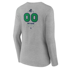 Vancouver Canucks Women's Personalized Name & Number Midfielder Long Sleeve V-Neck T-Shirt - Gray | NHL discount