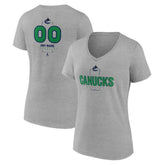 Vancouver Canucks Women's Personalized Name & Number Midfielder V-Neck T-Shirt - Gray | NHL on sale