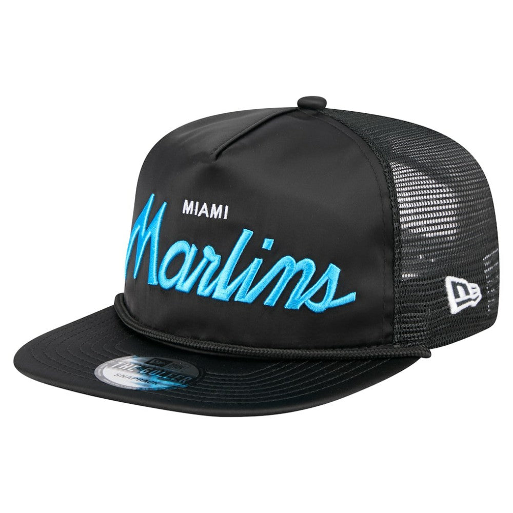 Miami Marlins New Era Retro Satin Script Golfer Adjustable Hat for sale