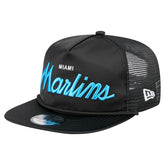 Miami Marlins New Era Retro Satin Script Golfer Adjustable Hat for sale