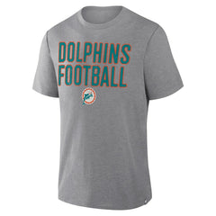 Miami Dolphins First Down Tribute Tri-Blend T-Shirt - Heather Gray - Fanatics