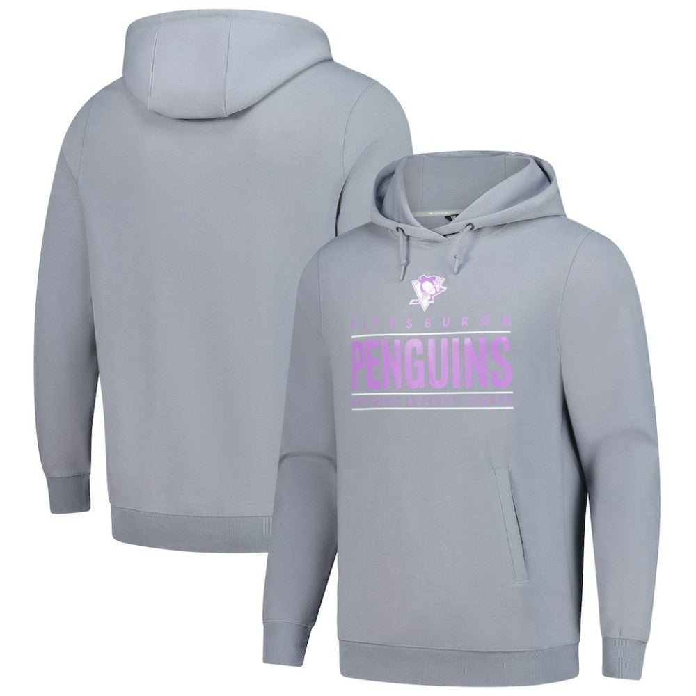 Pittsburgh Penguins Levelwear Hockey Fights Cancer Pulsar Off Season Tri-Blend Pullover Hoodie - Gray | NHL on sale