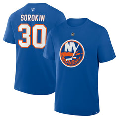Ilya Sorokin New York Islanders Fanatics Authentic Stack Name & Number T-Shirt - Royal | Fanatics Lifestyle