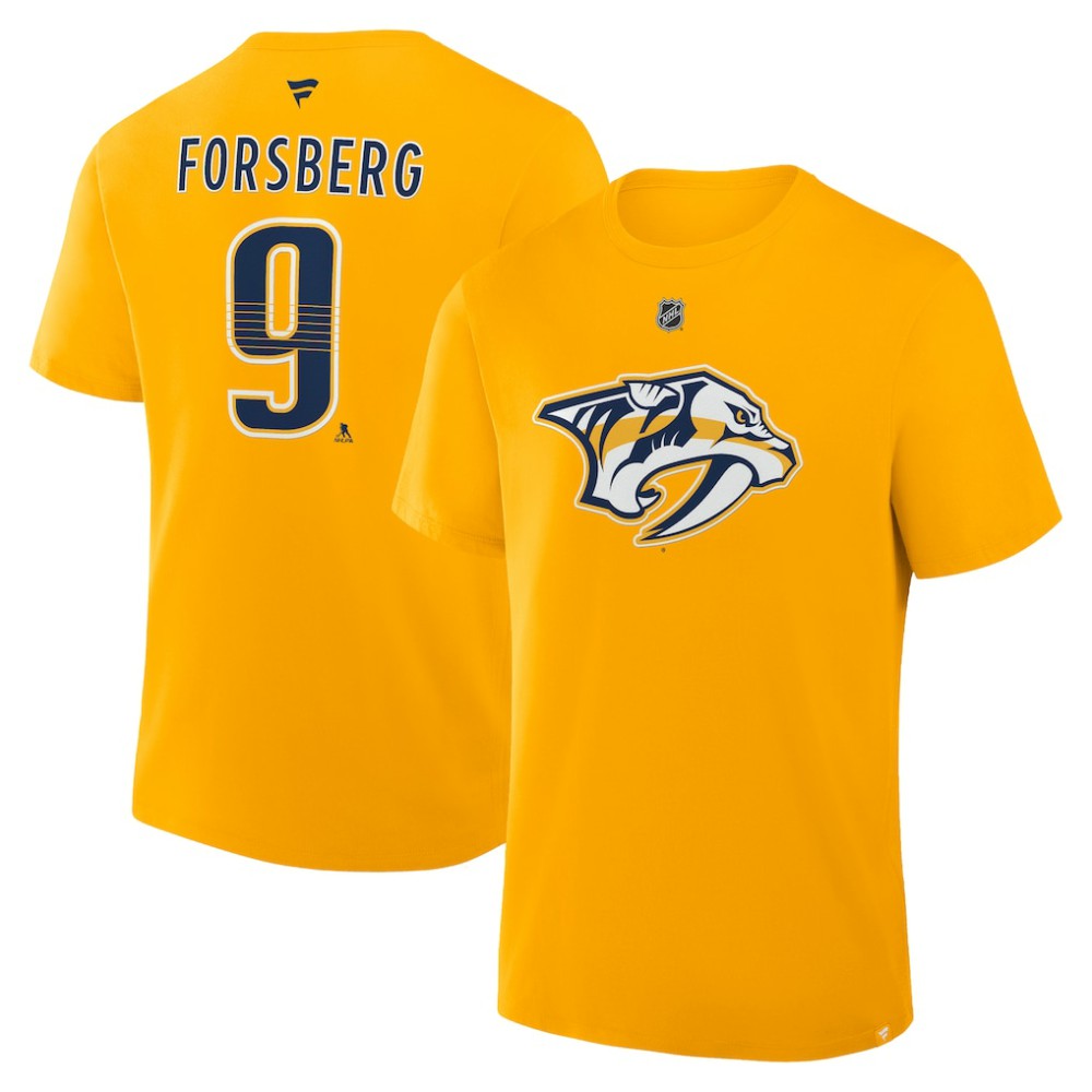 Filip Forsberg Nashville Predators Fanatics Authentic Stack Name & Number T-Shirt - Gold | Fanatics on sale