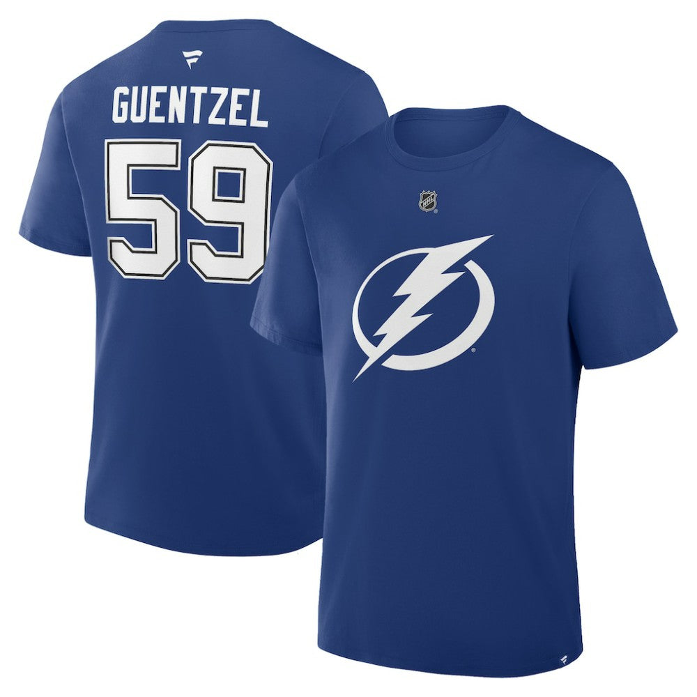 Jake Guentzel Tampa Bay Lightning Fanatics Authentic Stack Name & Number T-Shirt - Blue | Fanatics Lifestyle