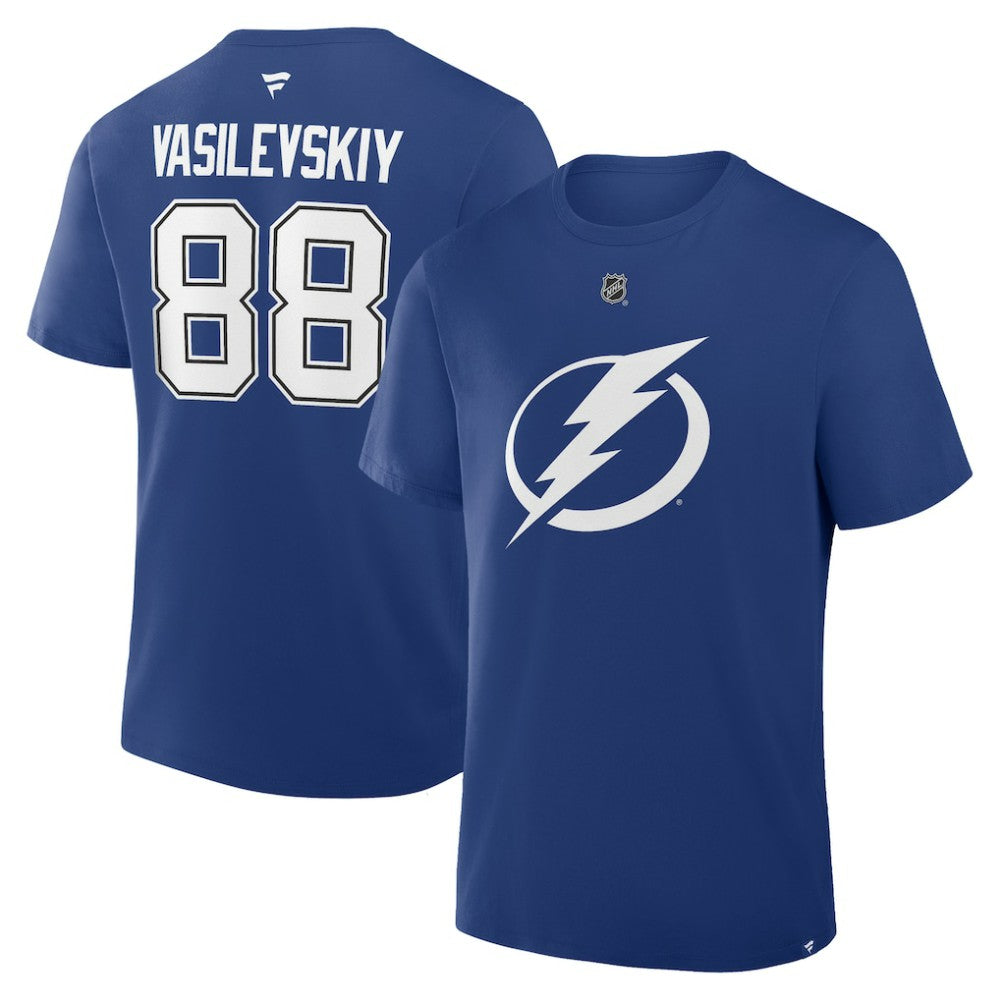 Andrei Vasilevskiy Tampa Bay Lightning Fanatics Authentic Stack Name & Number T-Shirt - Blue | Fanatics on sale