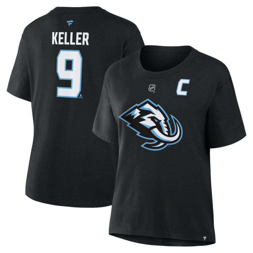 Clayton Keller Utah Mammoth Fanatics Women's Authentic Stack Name & Number T-Shirt - Black | Fanatics online