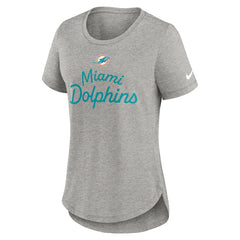 Miami Dolphins Women's Script Tri-Blend T-Shirt - Gray - Nike