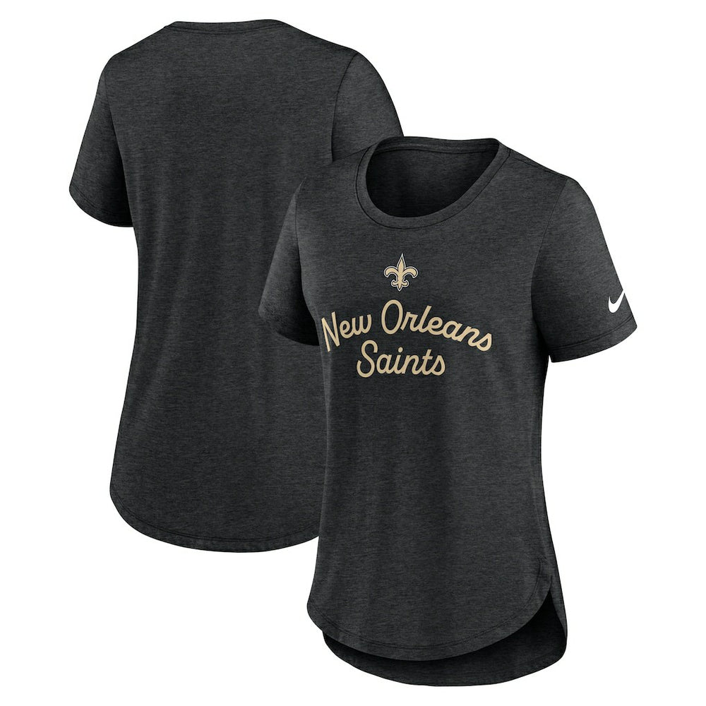 New Orleans Saints Women's Script Tri-Blend T-Shirt - Black - Nike