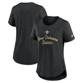 New Orleans Saints Women's Script Tri-Blend T-Shirt - Black - Nike
