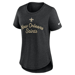 New Orleans Saints Women's Script Tri-Blend T-Shirt - Black - Nike