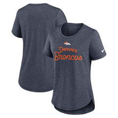 Denver Broncos Women's Script Tri-Blend T-Shirt - Navy - Nike