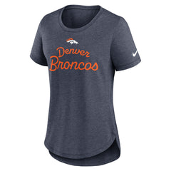 Denver Broncos Women's Script Tri-Blend T-Shirt - Navy - Nike