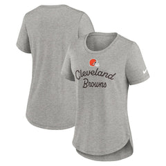 Cleveland Browns Women's Script Tri-Blend T-Shirt - Gray - Nike