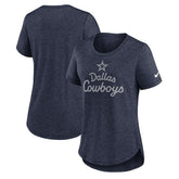Dallas Cowboys Women's Script Tri-Blend T-Shirt - Heather Navy - Nike