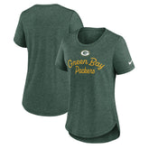 Green Bay Packers Women's Script Tri-Blend T-Shirt - Green - Nike