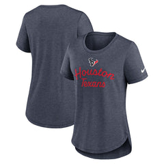 Houston Texans Women's Script Tri-Blend T-Shirt - Navy - Nike