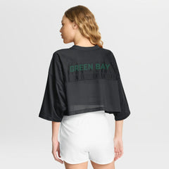 Green Bay Packers Women's Primetime Cropped Mesh Dri-FIT Fashion Jersey - Black - Nike