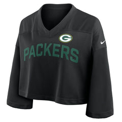 Green Bay Packers Women's Primetime Cropped Mesh Dri-FIT Fashion Jersey - Black - Nike