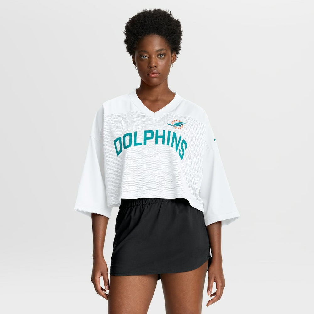 Miami Dolphins Women's Primetime Cropped Mesh Dri-FIT Fashion Jersey - White - Nike