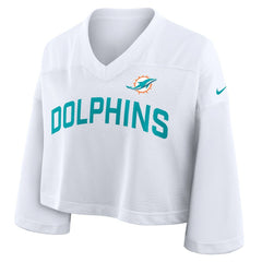 Miami Dolphins Women's Primetime Cropped Mesh Dri-FIT Fashion Jersey - White - Nike