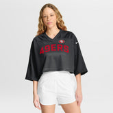 San Francisco 49ers Women's Primetime Cropped Mesh Dri-FIT Fashion Jersey - Black - Nike