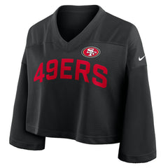 San Francisco 49ers Women's Primetime Cropped Mesh Dri-FIT Fashion Jersey - Black - Nike
