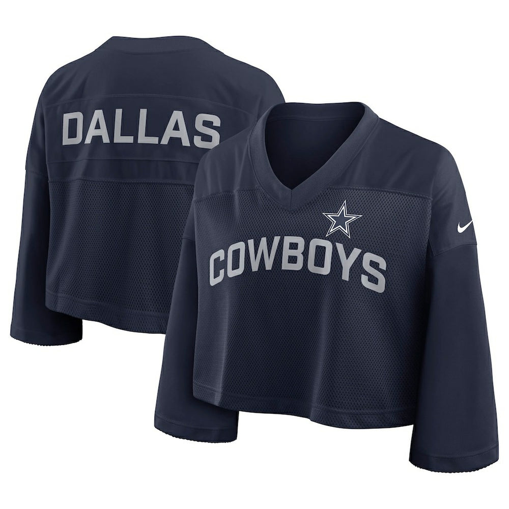 Dallas Cowboys Women's Primetime Cropped Mesh Dri-FIT Fashion Jersey - Navy - Nike