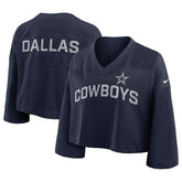 Dallas Cowboys Women's Primetime Cropped Mesh Dri-FIT Fashion Jersey - Navy - Nike